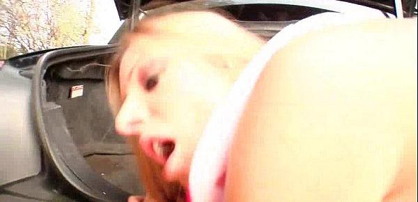  Street whore banged hardly anal by the car trunk threesome